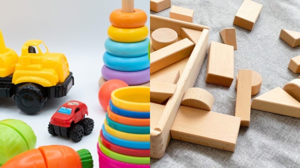 トイサブのカラフルなおもちゃとイクノーの木製おもちゃの違い